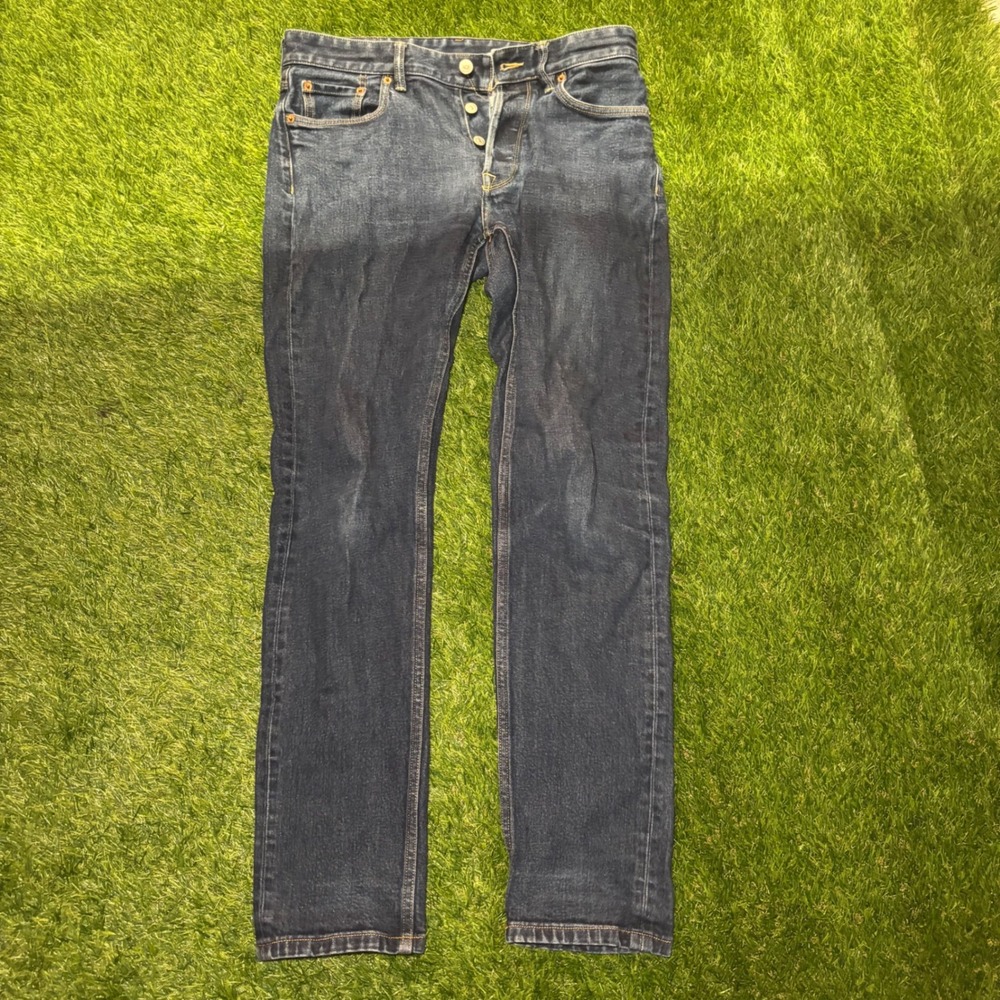 Buck Mason Ford Standard Jeans 32x34 Double Dipped Dark Wash Denim 12102